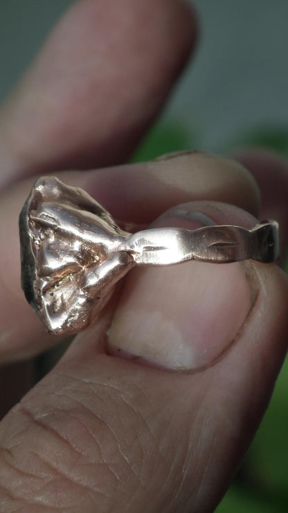 Enhydrokristalring // Uv-reactief kristal // Gouden enhydro // Elektrogevormd koper