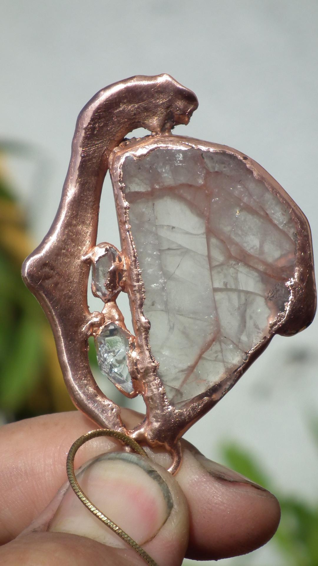 Copper formed Golden Healer Red pendant