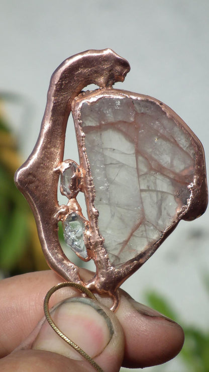 Copper formed Golden Healer Red pendant