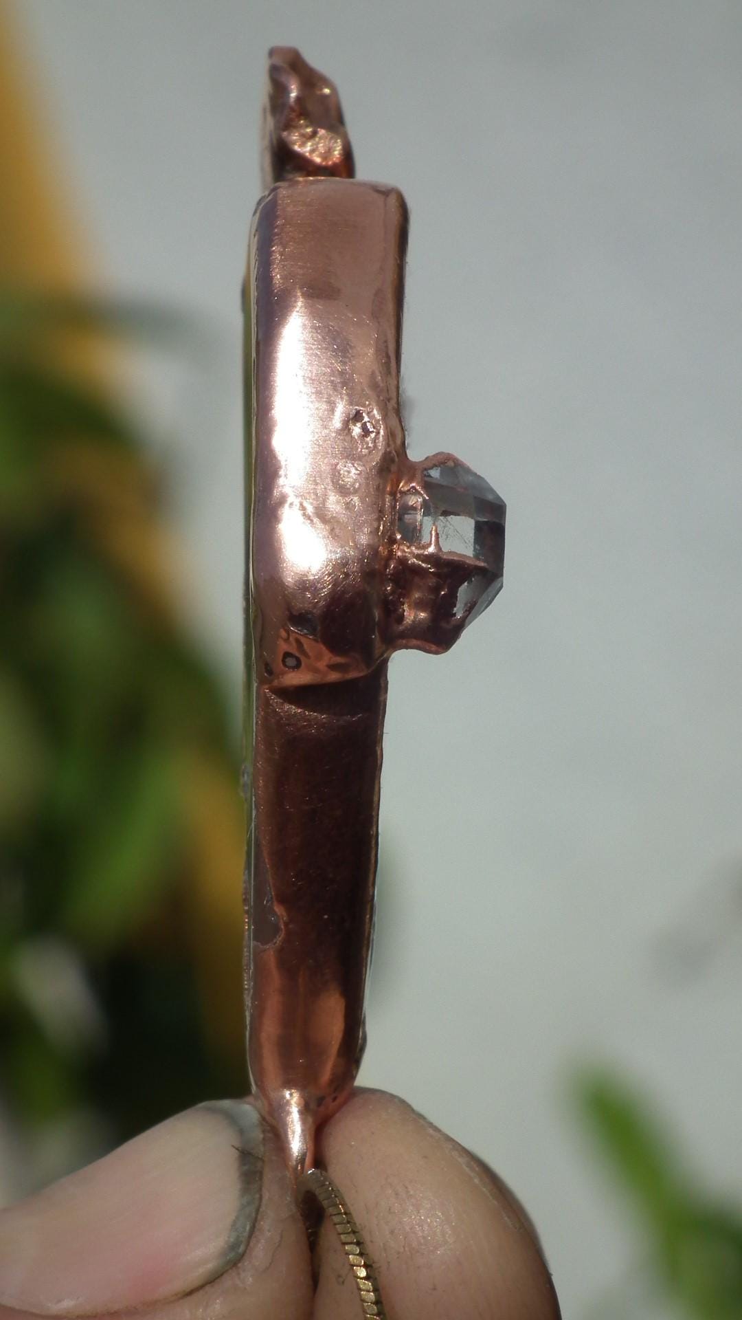 Copper formed Golden Healer Red pendant