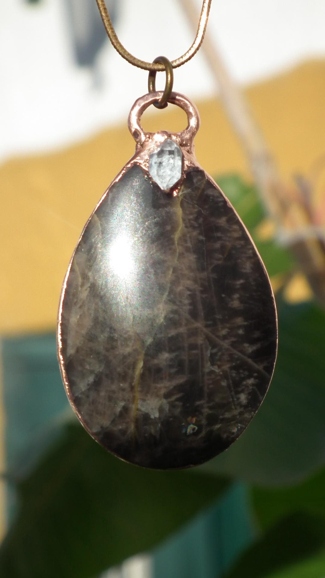 Black moonstone pendant black // Moonstone jewelry // Electroformed copper