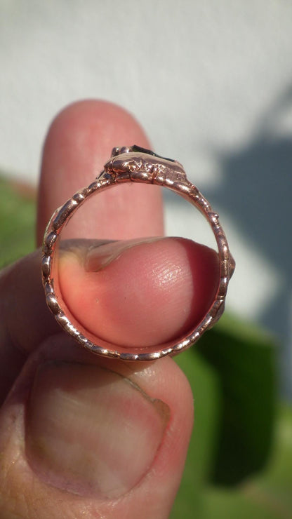 Moldavite ring / Electroformed Copper
