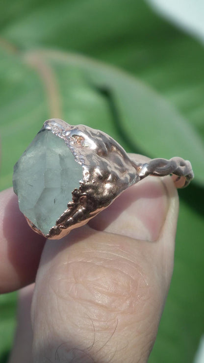 Herkimer diamond ring / herkimer ring / Electroformed Copper