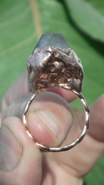 Herkimer diamond ring / herkimer ring / Electroformed Copper