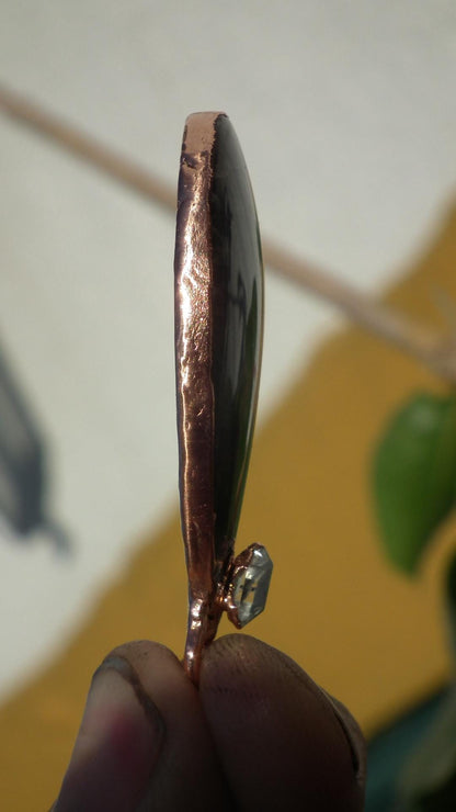 Black moonstone pendant black // Moonstone jewelry // Electroformed copper