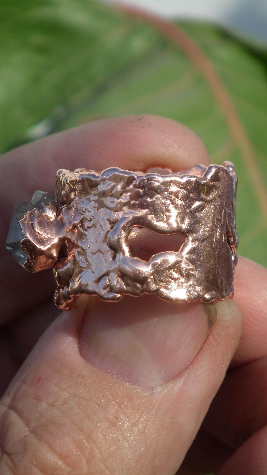 Electroformed Copper Herkimer diamond ring