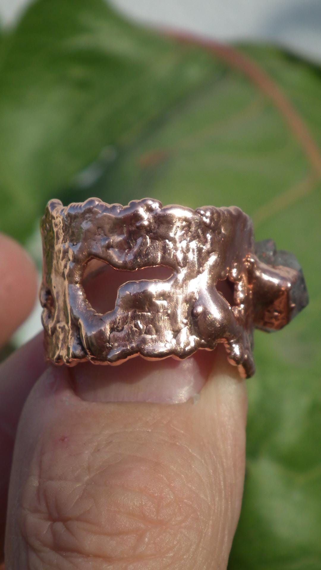 Electroformed Copper Herkimer diamond ring