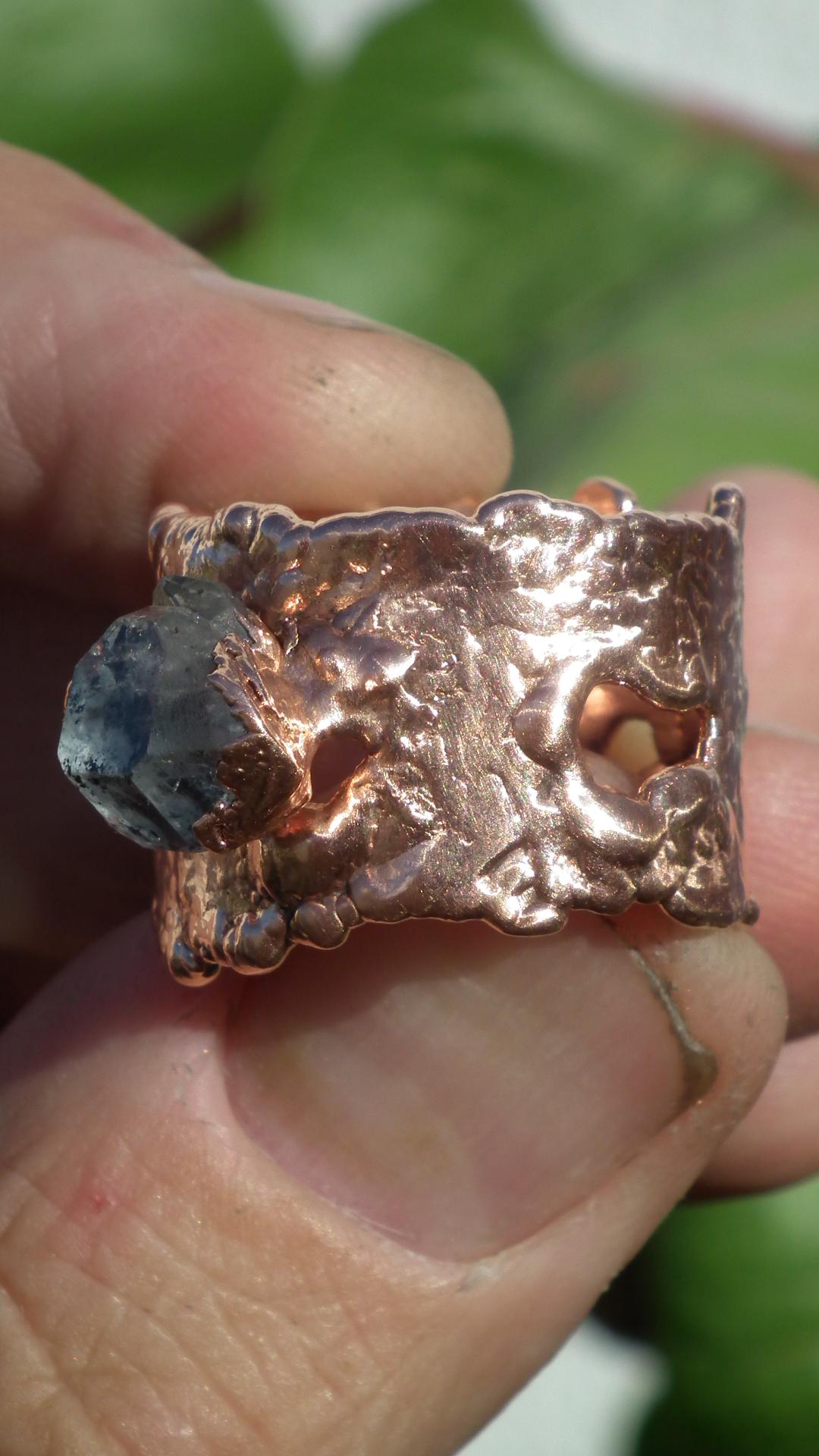 Electroformed Copper Herkimer diamond ring