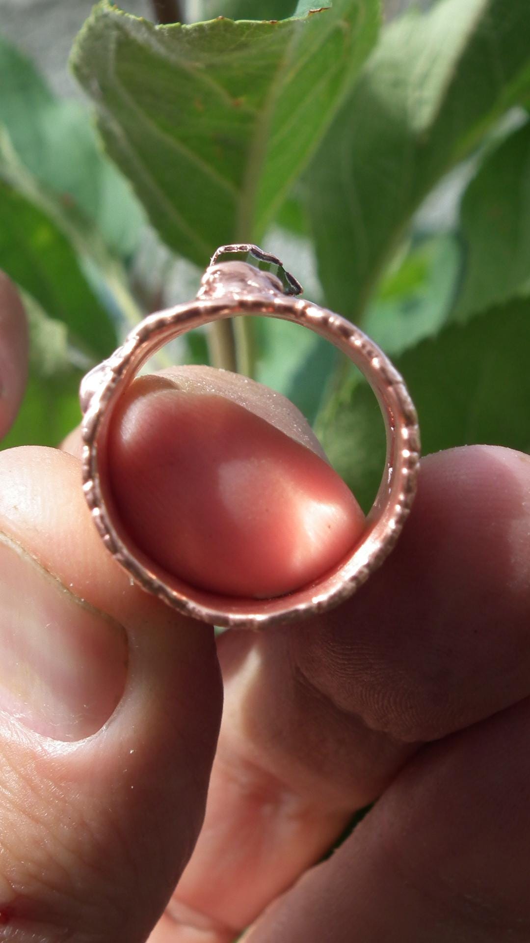 Electroformed Copper green Tourmaline ring