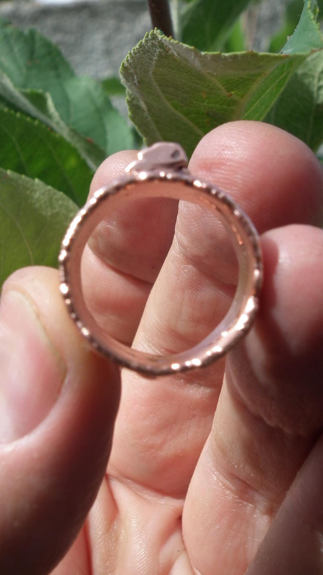 Electroformed Copper green Tourmaline ring
