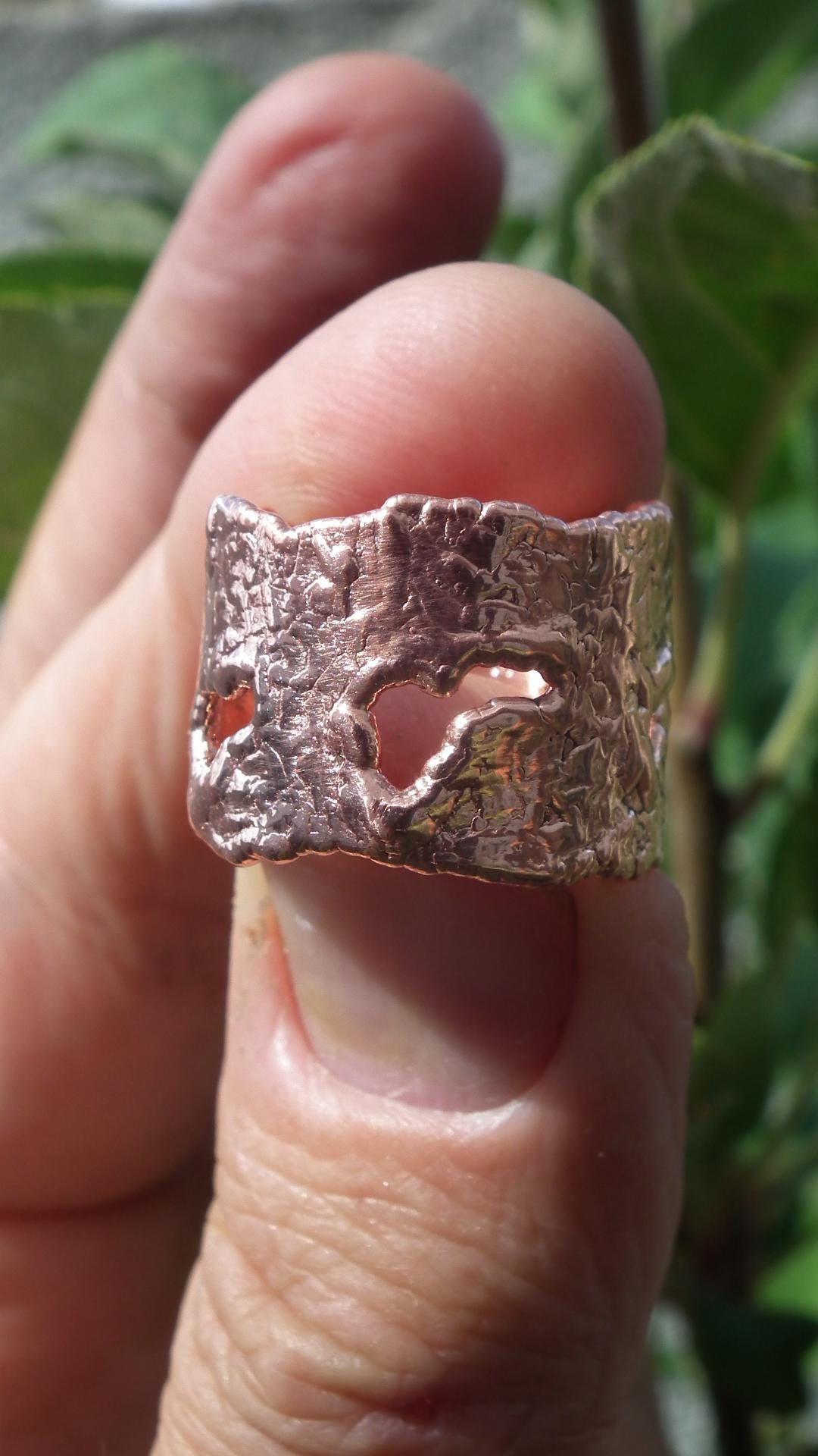 Electroformed Copper green Tourmaline ring