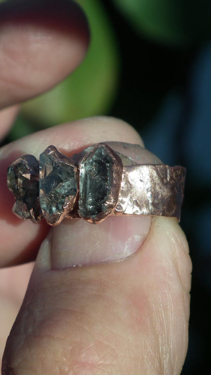 Electroformed Copper Herkimer diamond ring