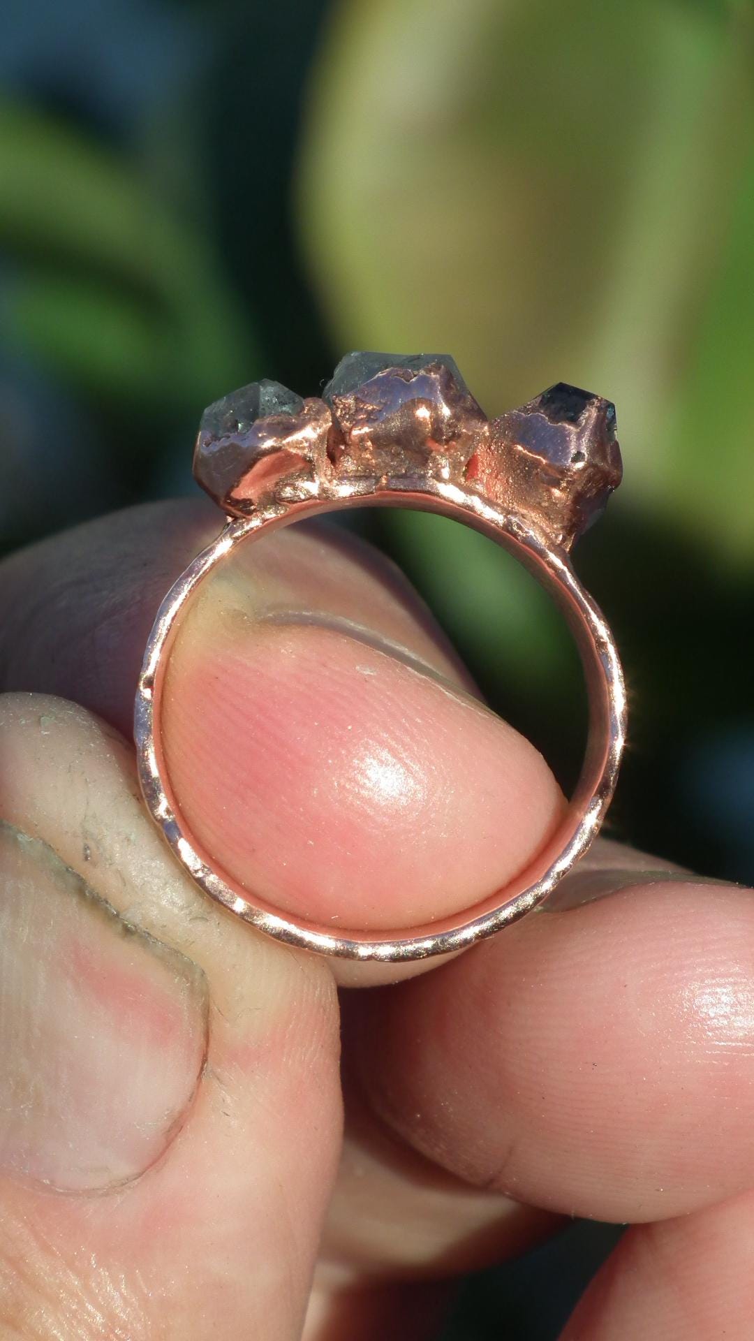 Electroformed Copper Herkimer diamond ring