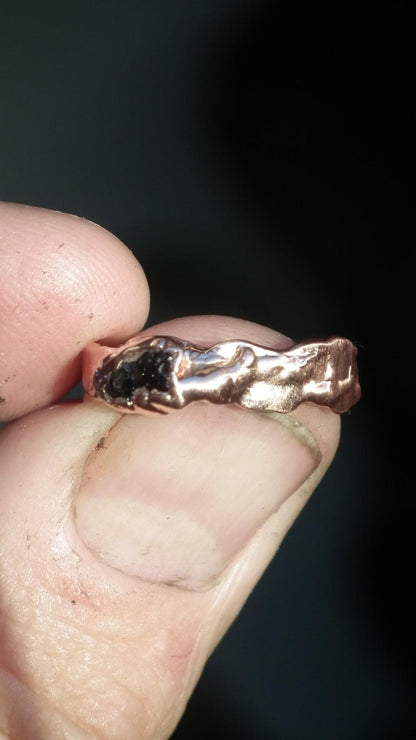 Moldavite ring / Electroformed Copper