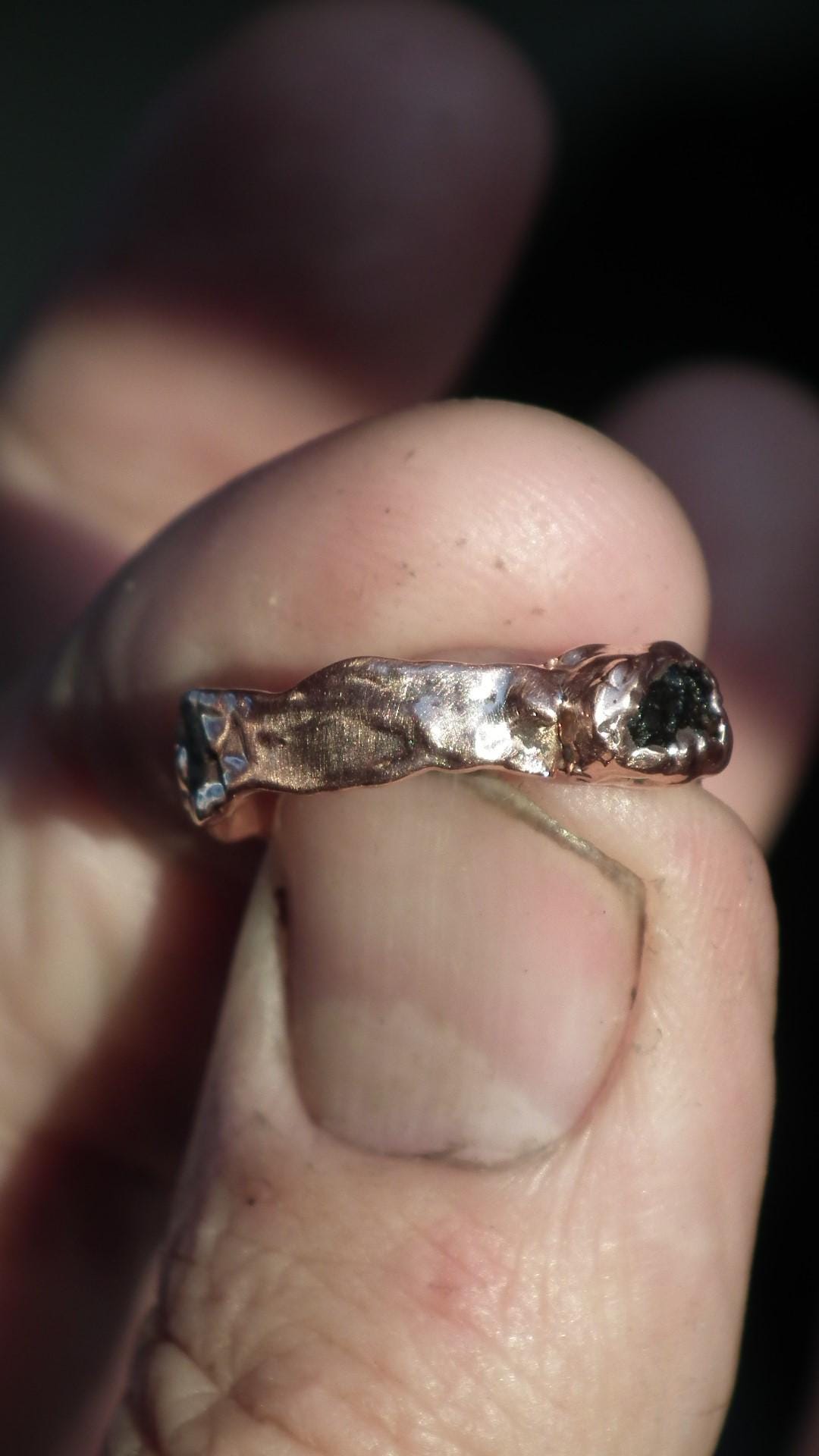 Moldavite ring / Electroformed Copper