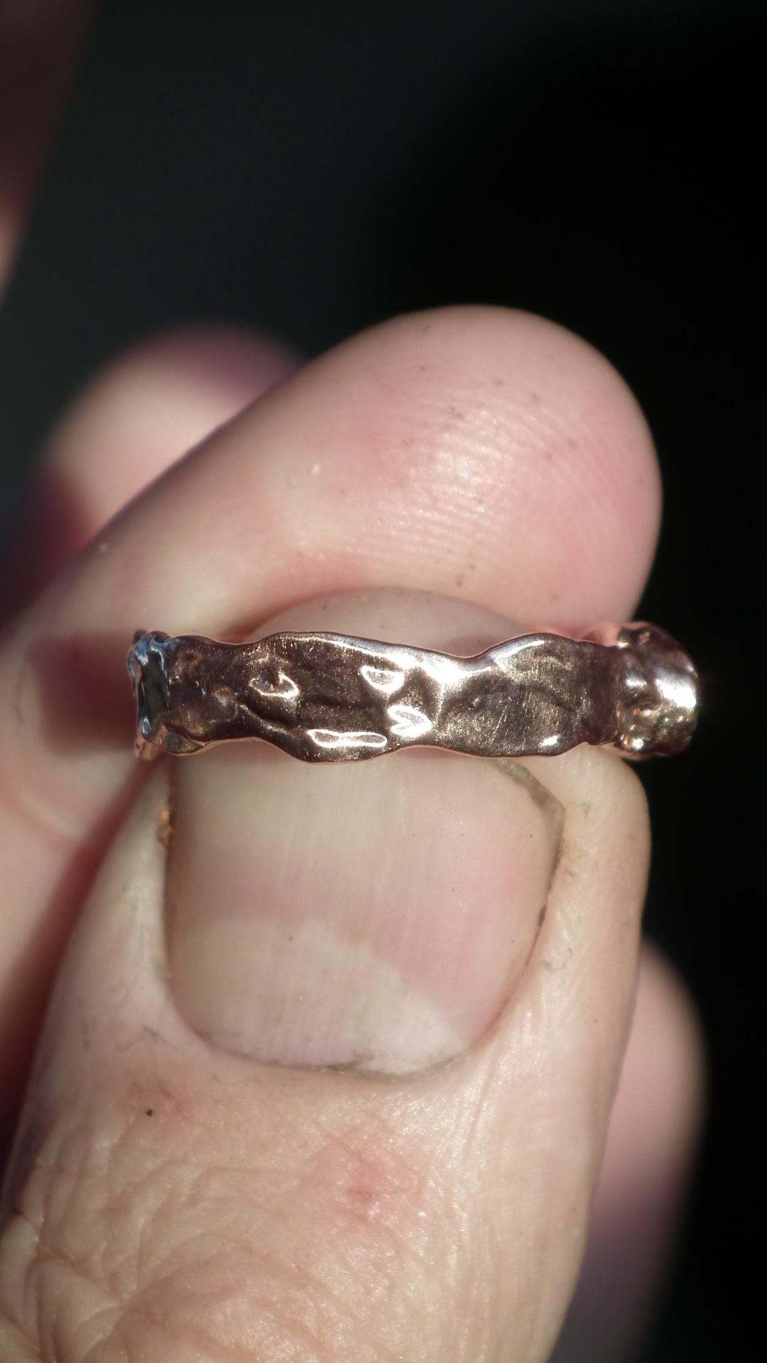 Moldavite ring / Electroformed Copper