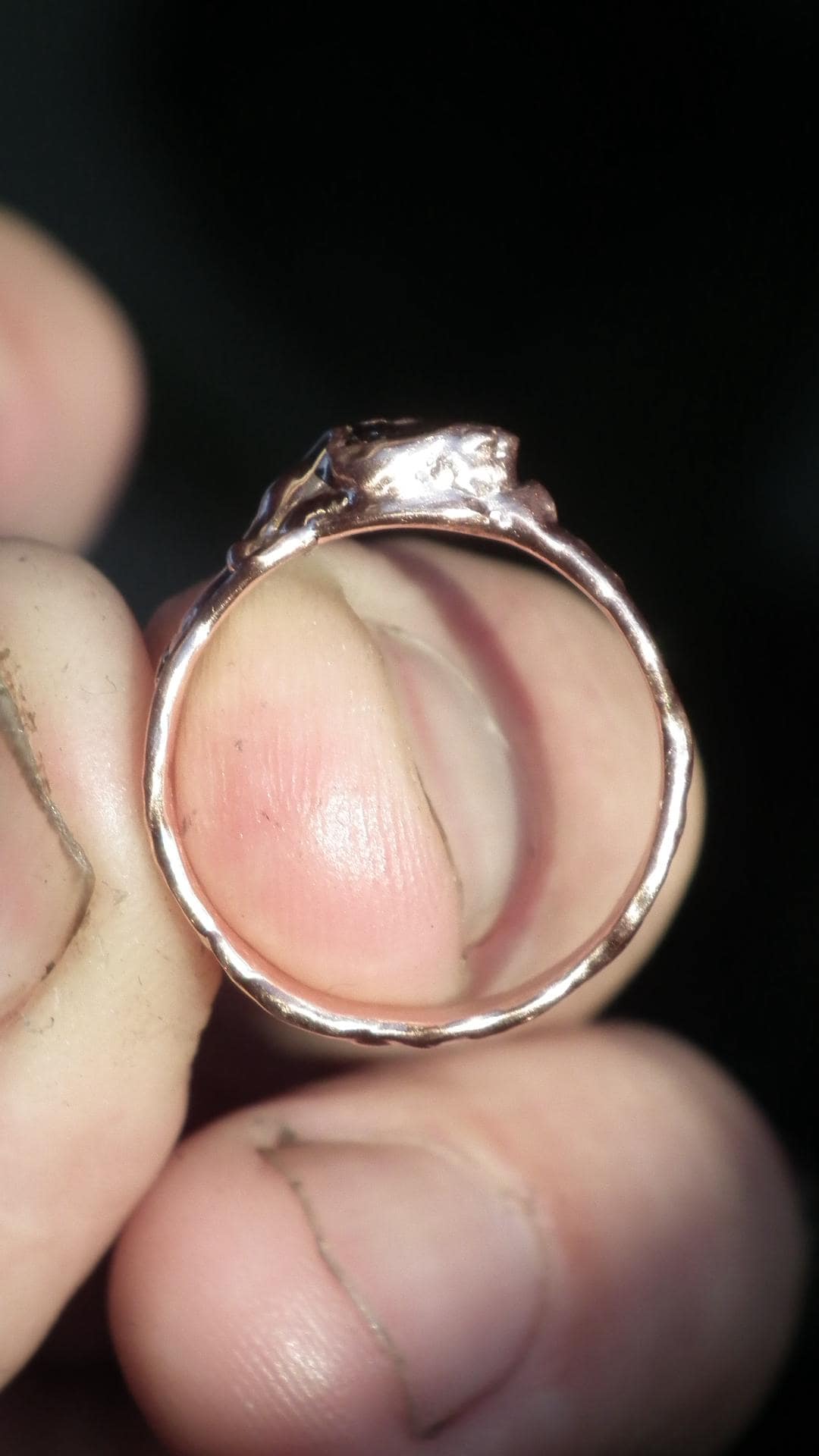 Moldavite ring / Electroformed Copper