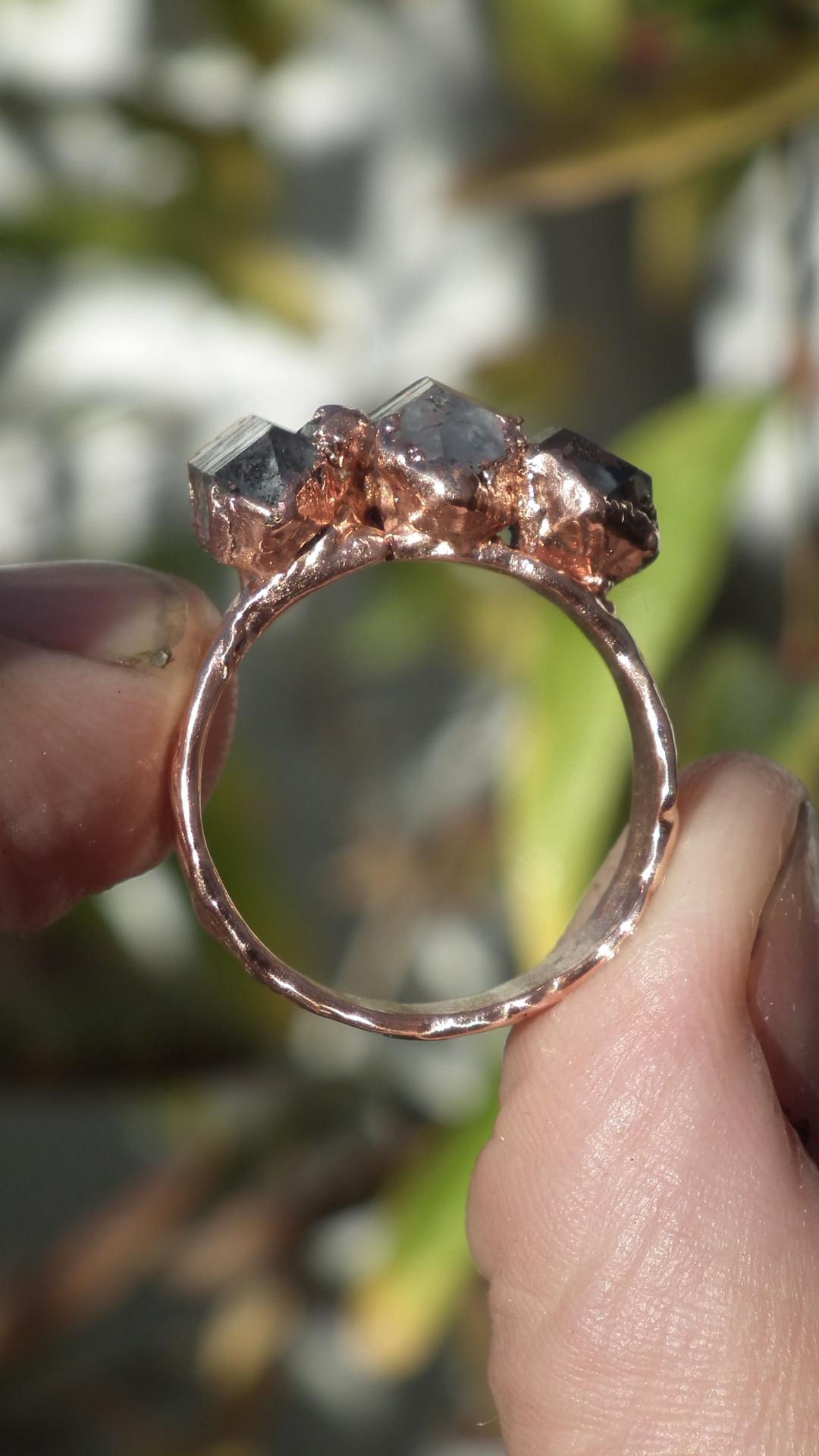 Electroformed Copper Herkimer diamond ring