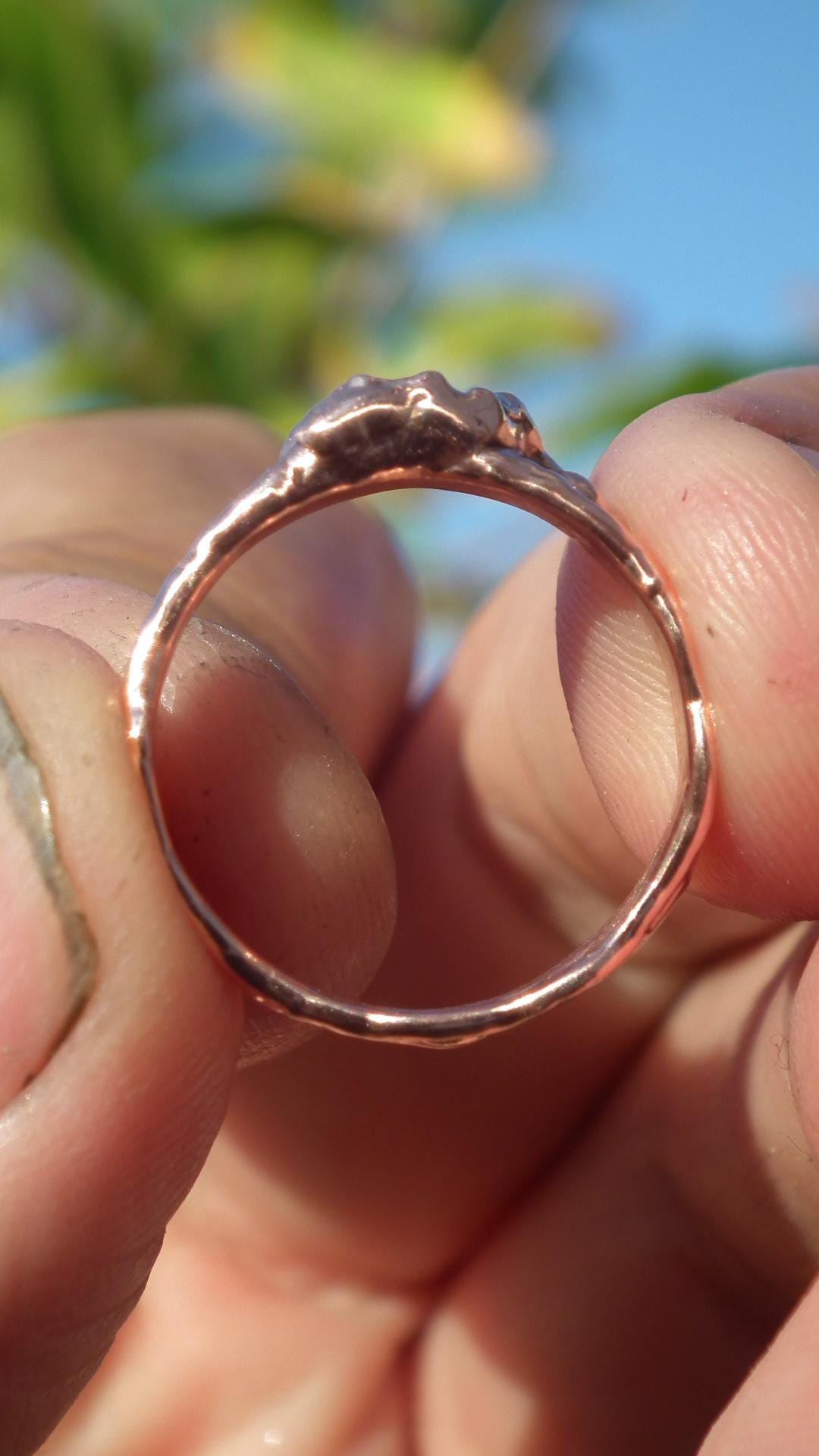 Moldavite ring / Electroformed Copper