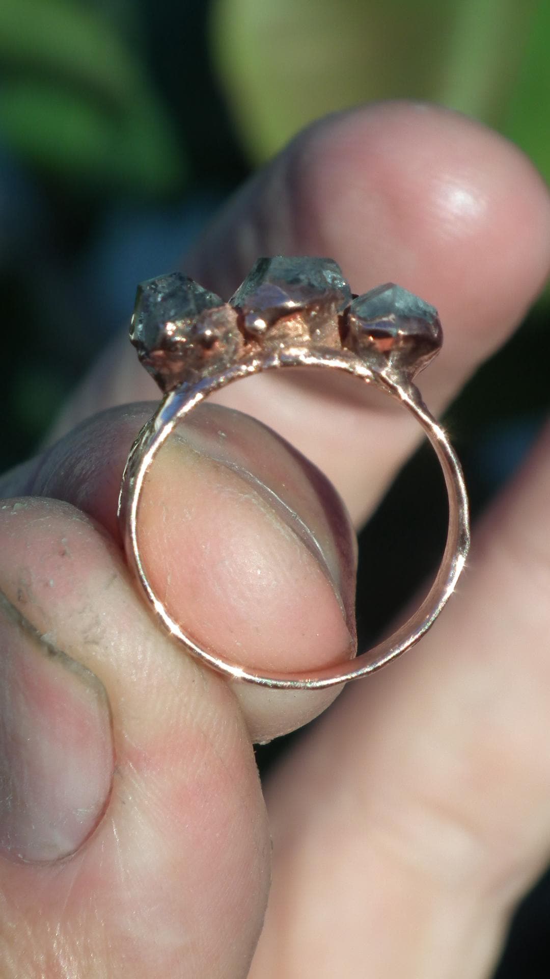 Electroformed Copper Herkimer diamond ring