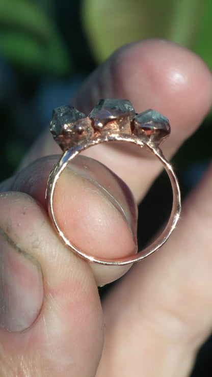 Electroformed Copper Herkimer diamond ring