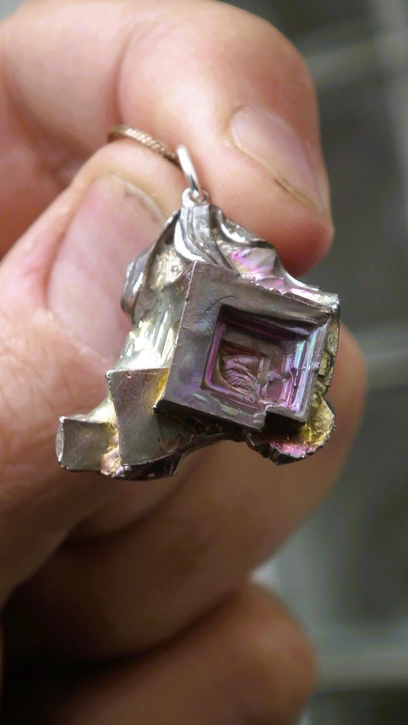 Bismuth pendant with silverplated bail
