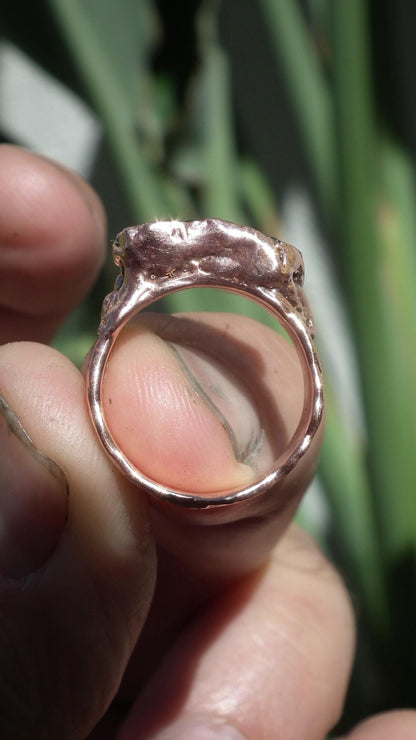 Black tourmaline ring / Electroformed copper