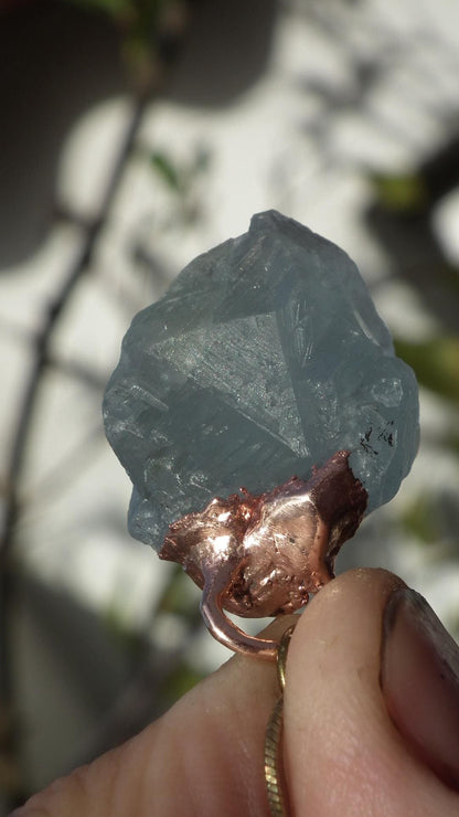 Electroformed Copper Celestine pendant