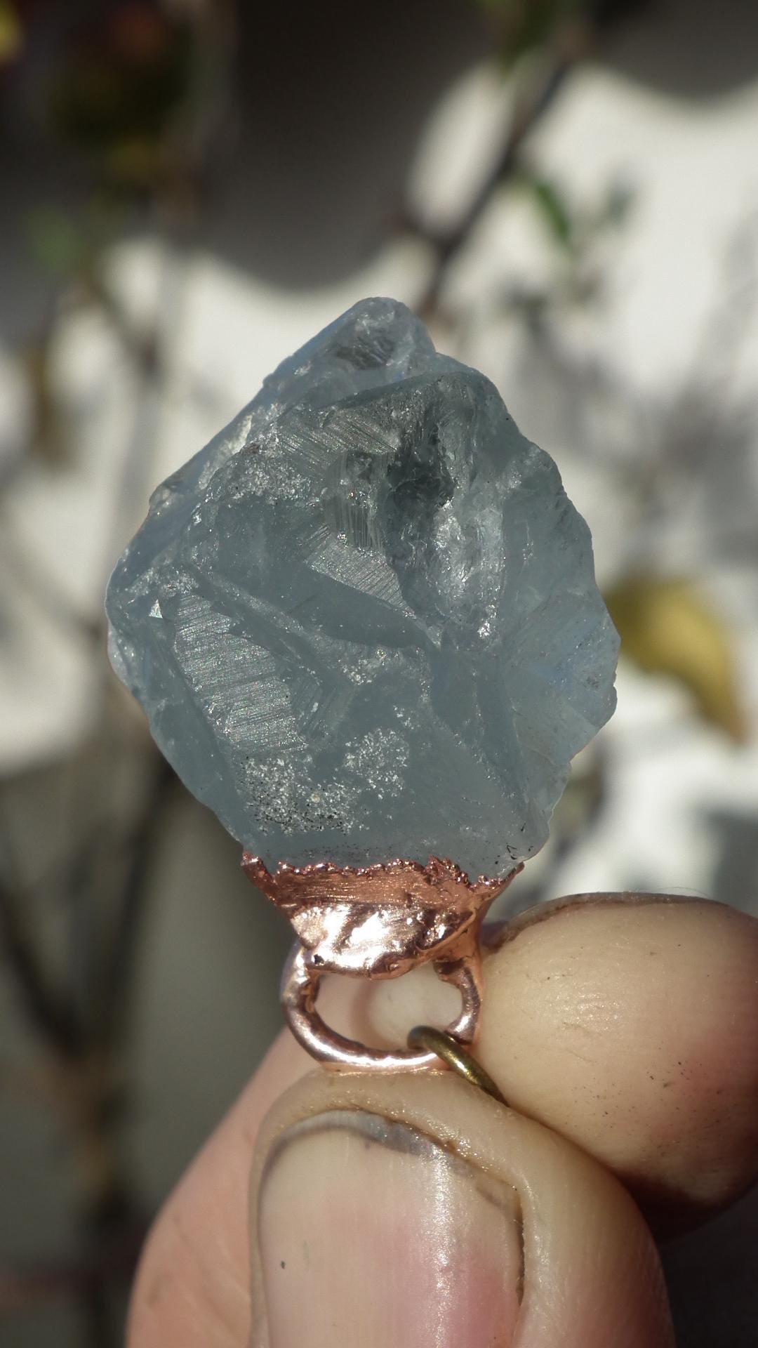 Electroformed Copper Celestine pendant