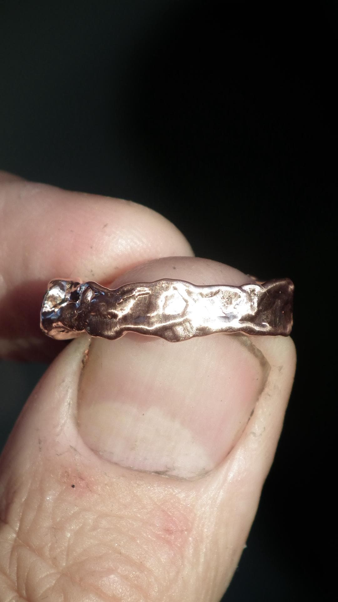 Moldavite ring / Electroformed Copper