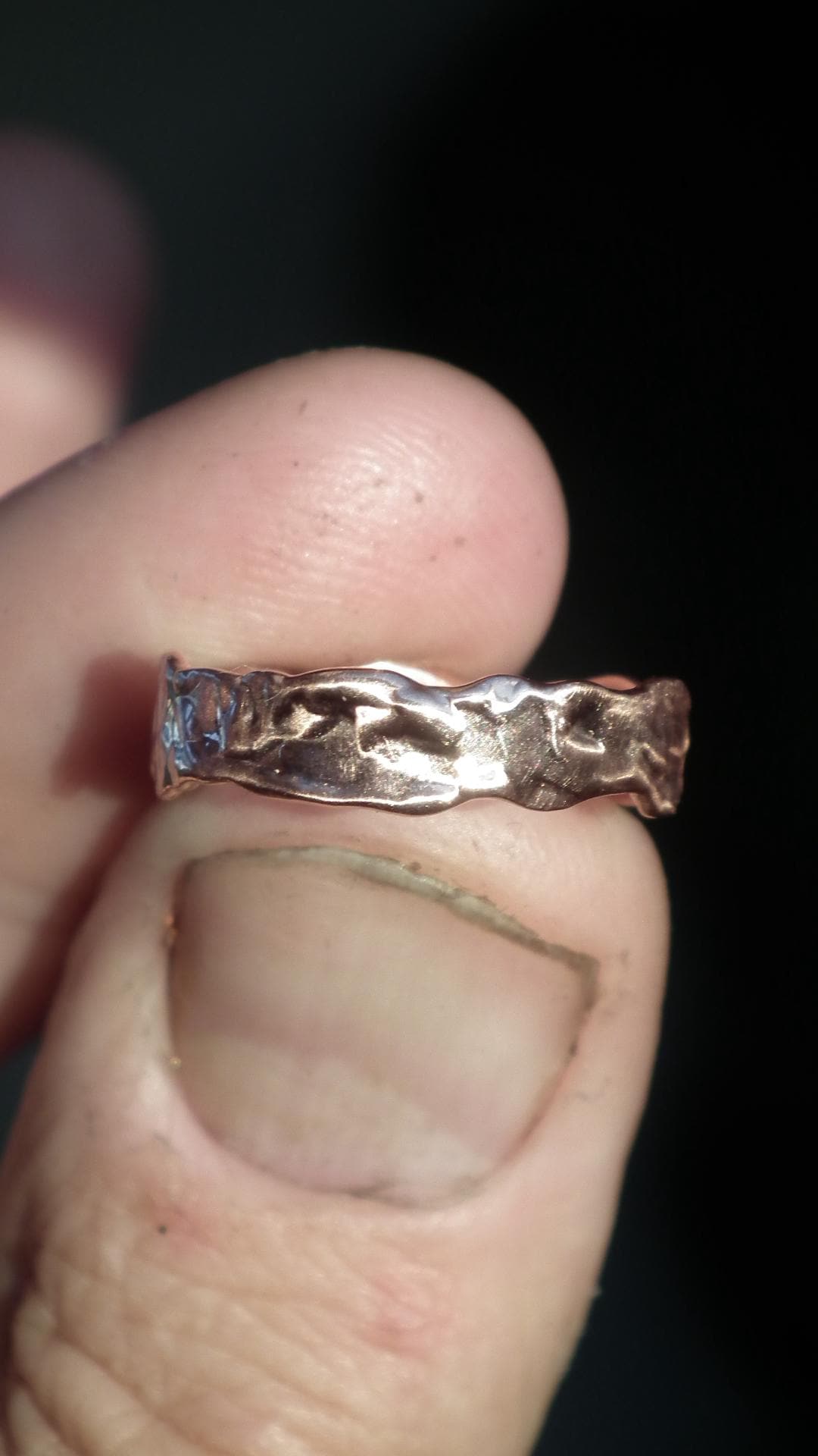 Moldavite ring / Electroformed Copper