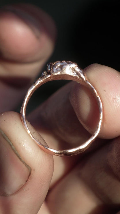 Moldavite ring / Electroformed Copper