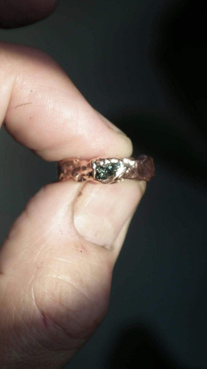 Moldavite ring / Electroformed Copper