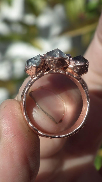 Electroformed Copper Herkimer diamond ring