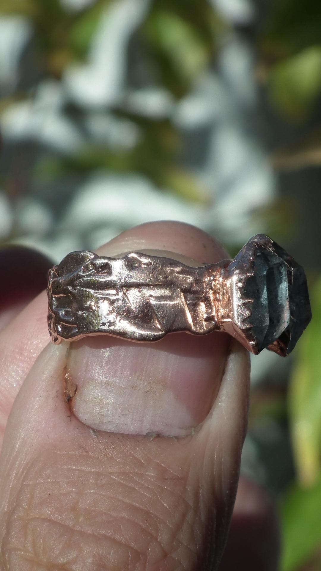 Electroformed Copper Herkimer diamond ring