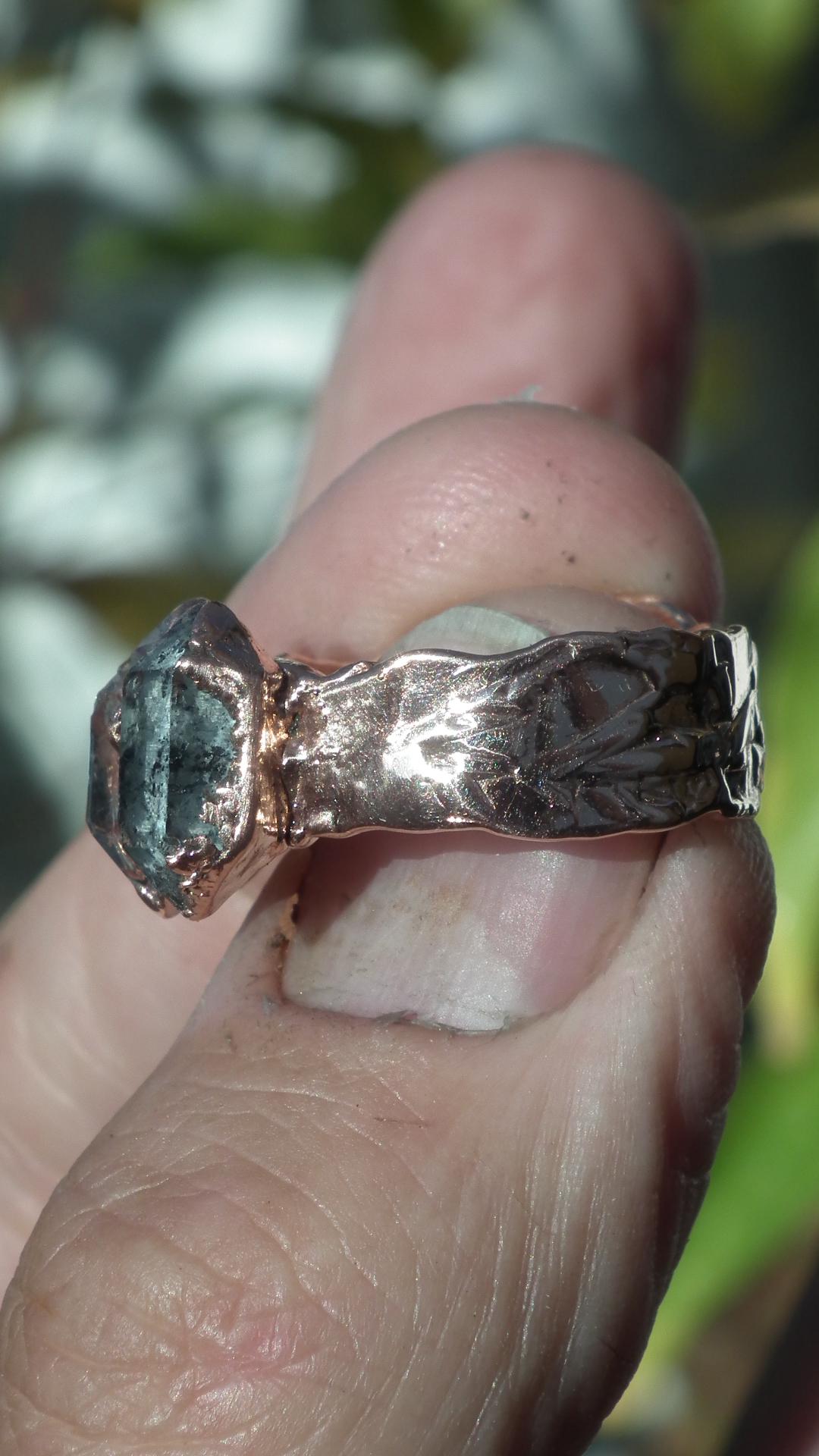 Electroformed Copper Herkimer diamond ring