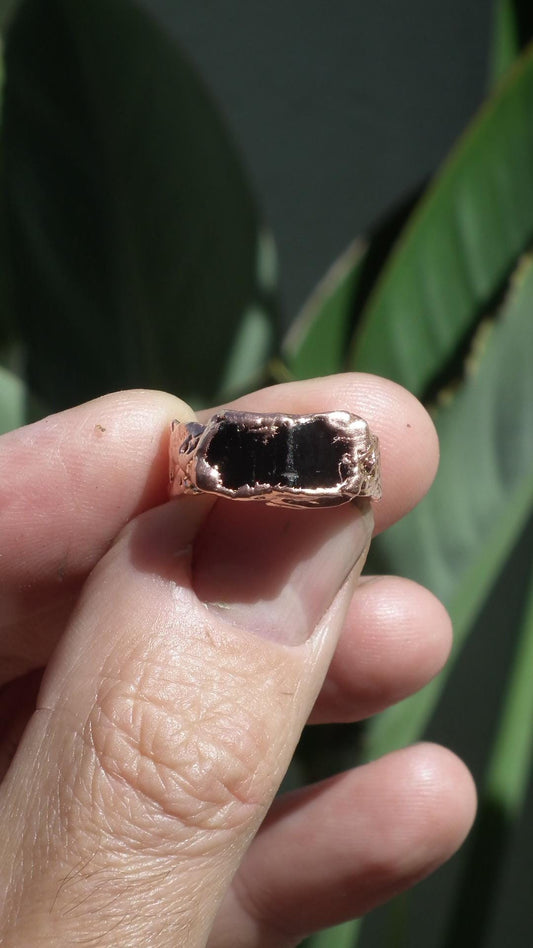 Black tourmaline ring / Electroformed copper