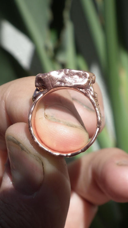 Black tourmaline ring / Electroformed copper