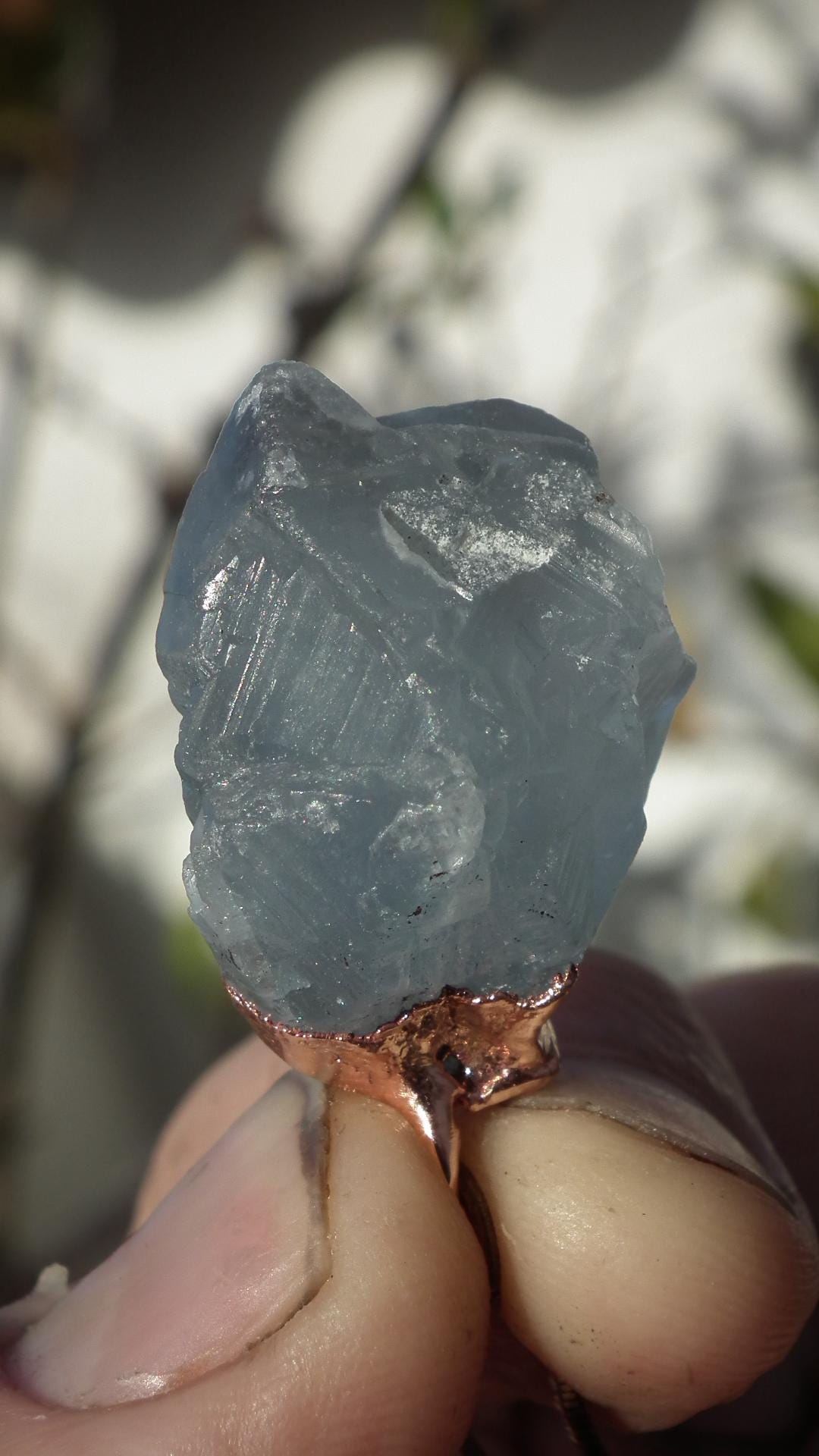 Electroformed Copper Celestine pendant