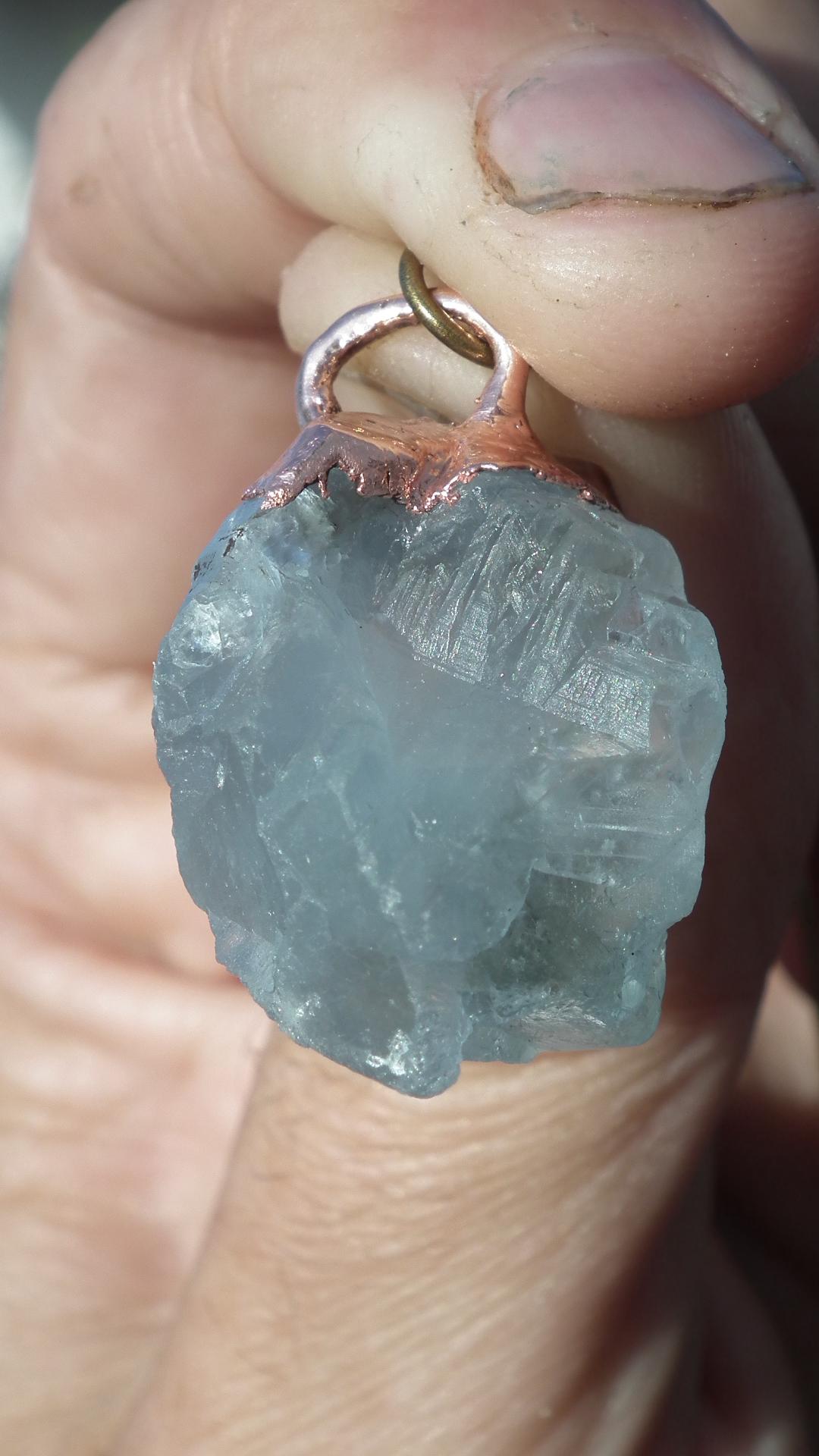 Electroformed Copper Celestine pendant