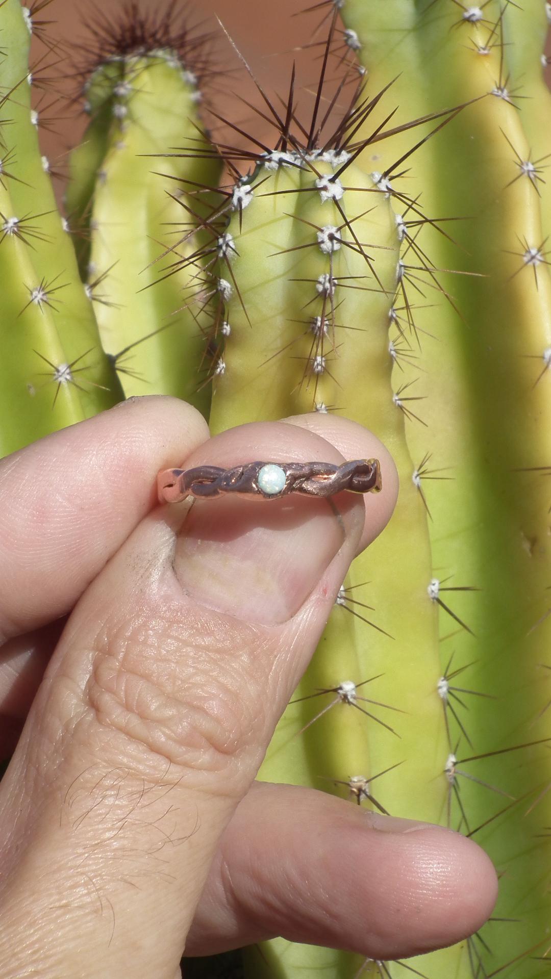 Handmade Copper ring with australian opal