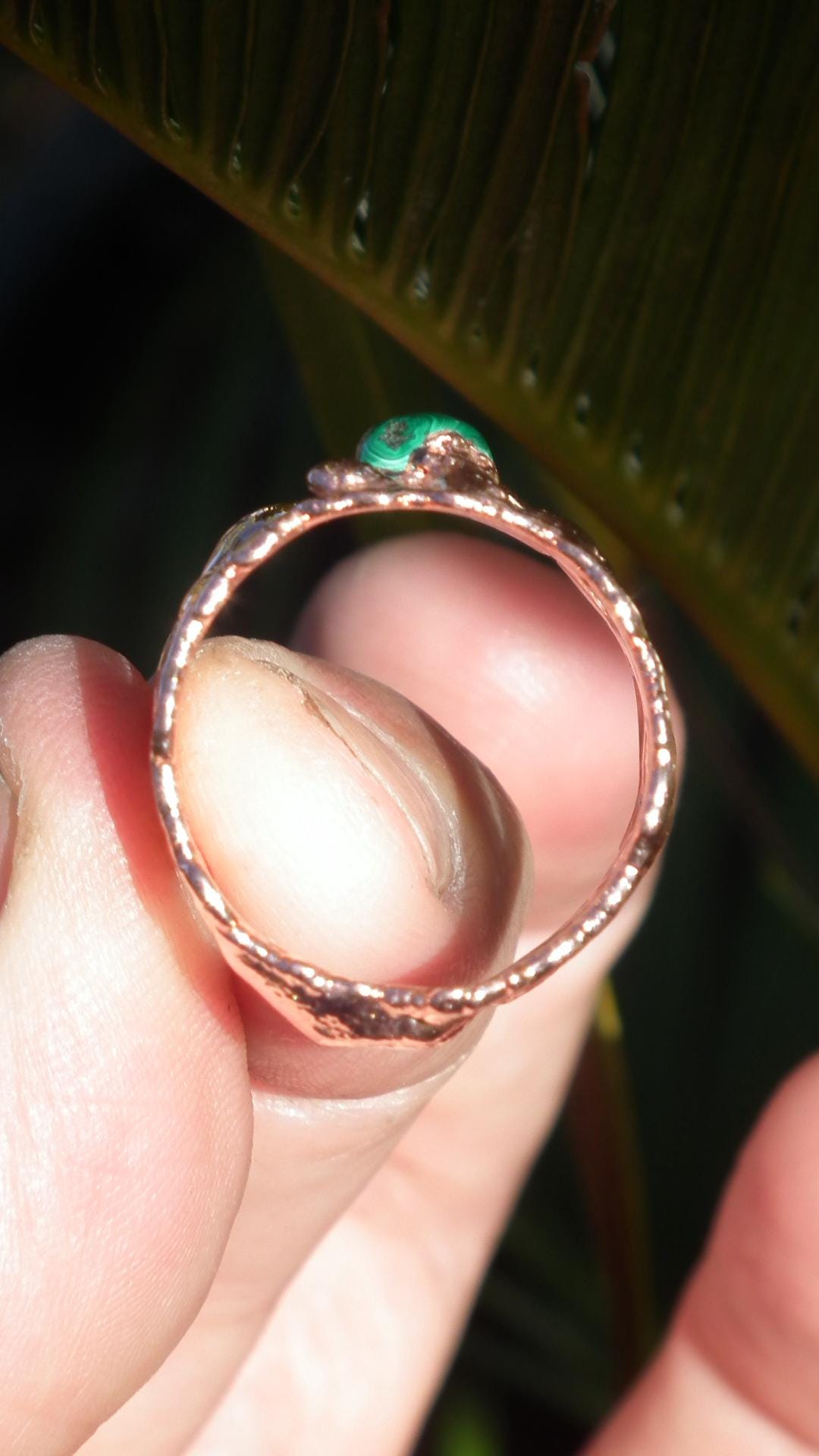 Malachite ring // Electroformed copper