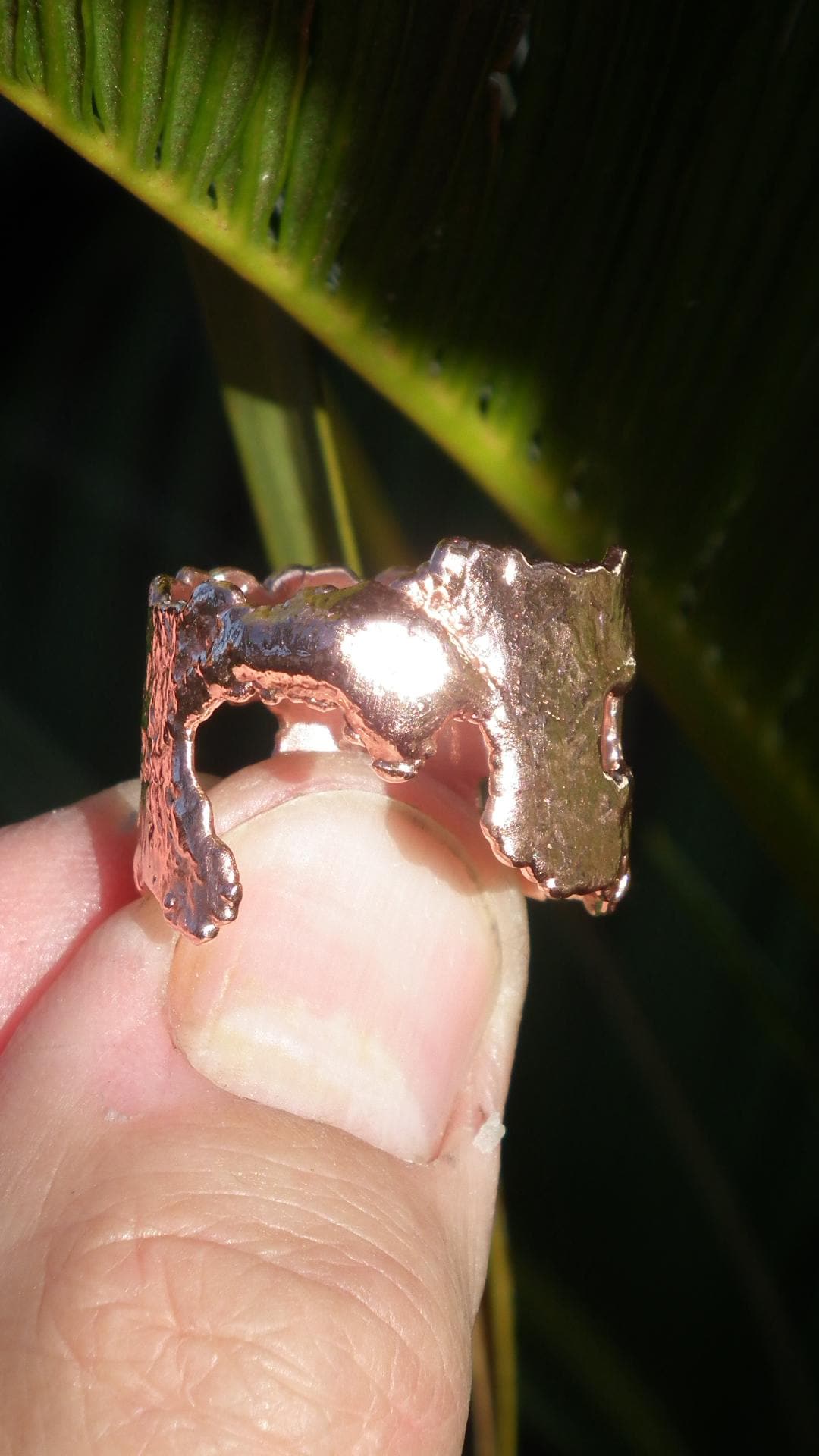 Malachite ring // Electroformed copper