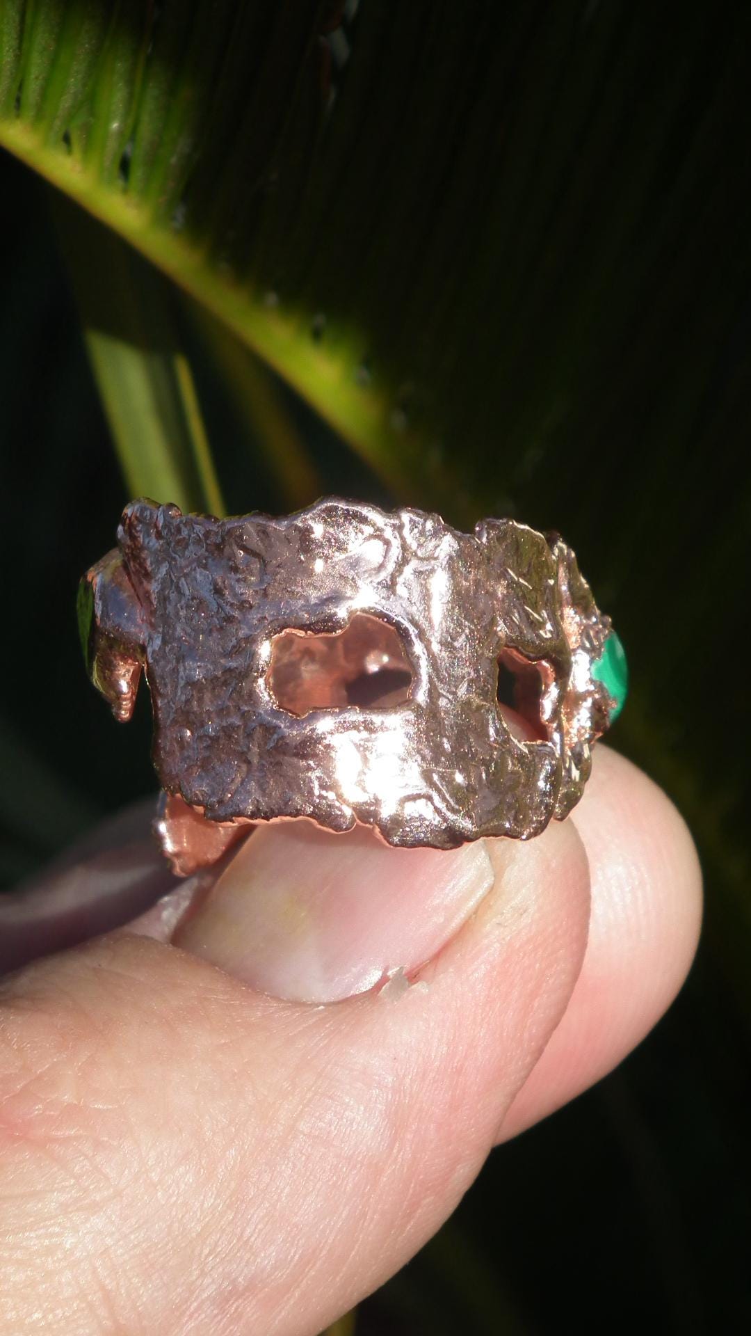 Malachite ring // Electroformed copper