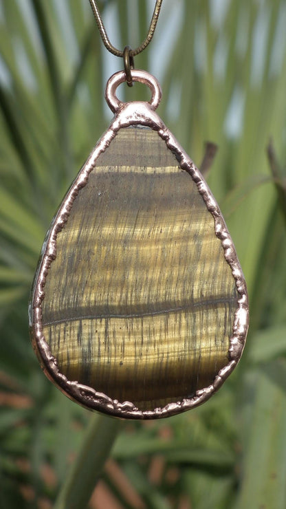 Tigers eye necklace Electroformed copper