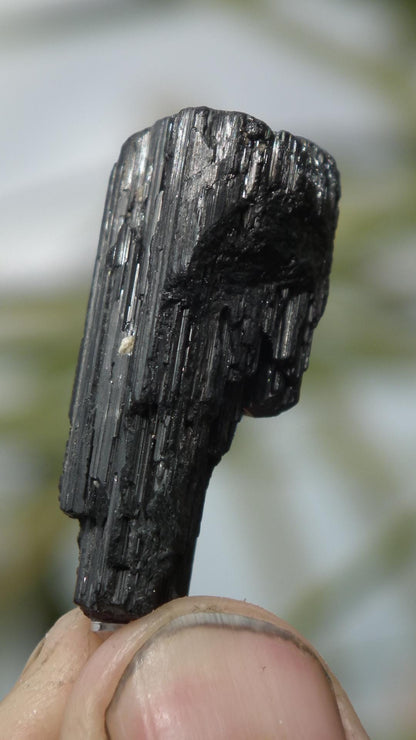 Raw black tourmaline necklace // Wax chain