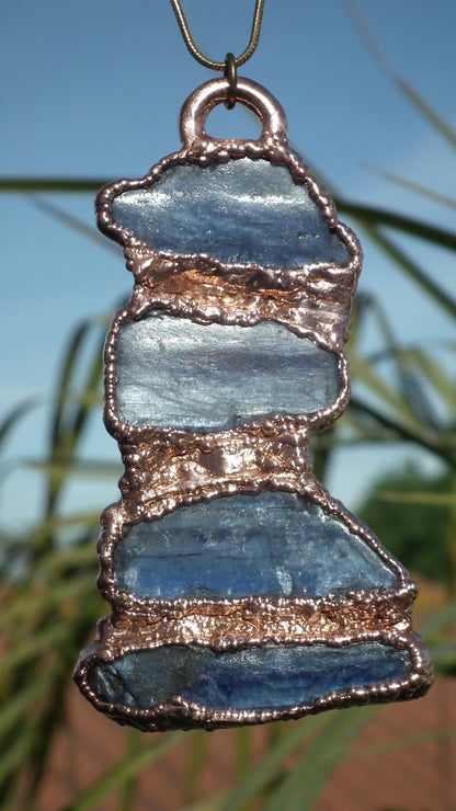 Blue kyanite pendant Electroformed Copper