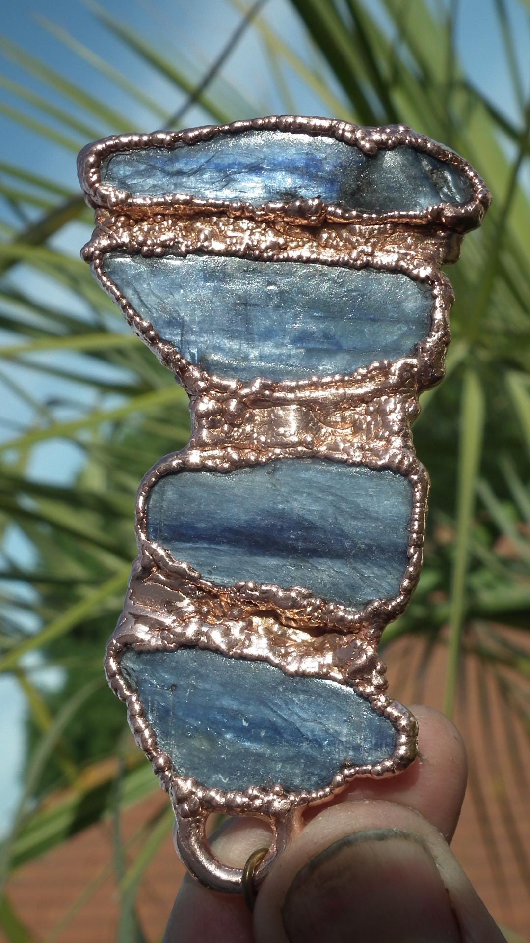 Blue kyanite pendant Electroformed Copper