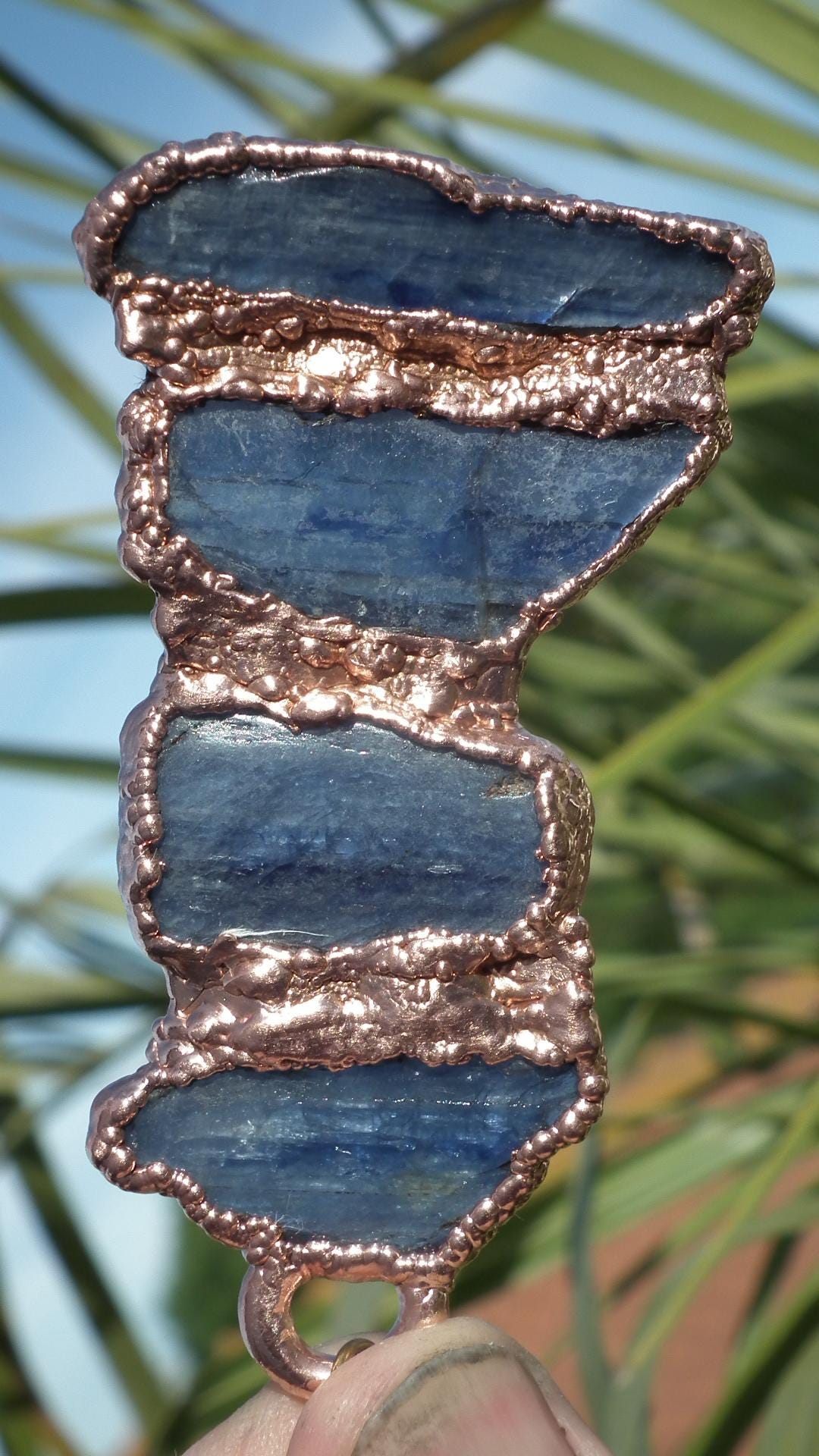 Blue kyanite pendant Electroformed Copper