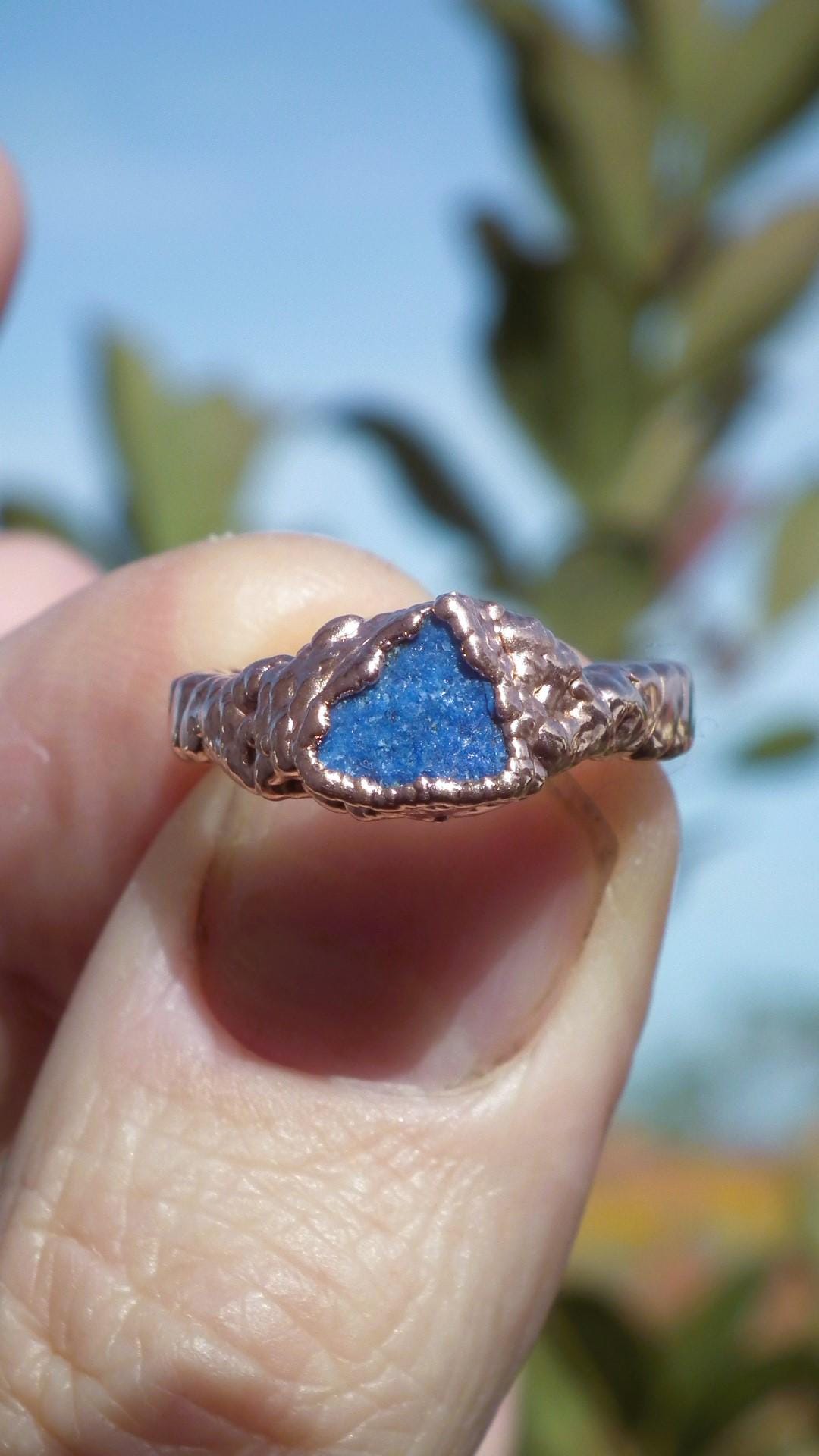 Electroformed Copper rough Lapis Lazuli ring